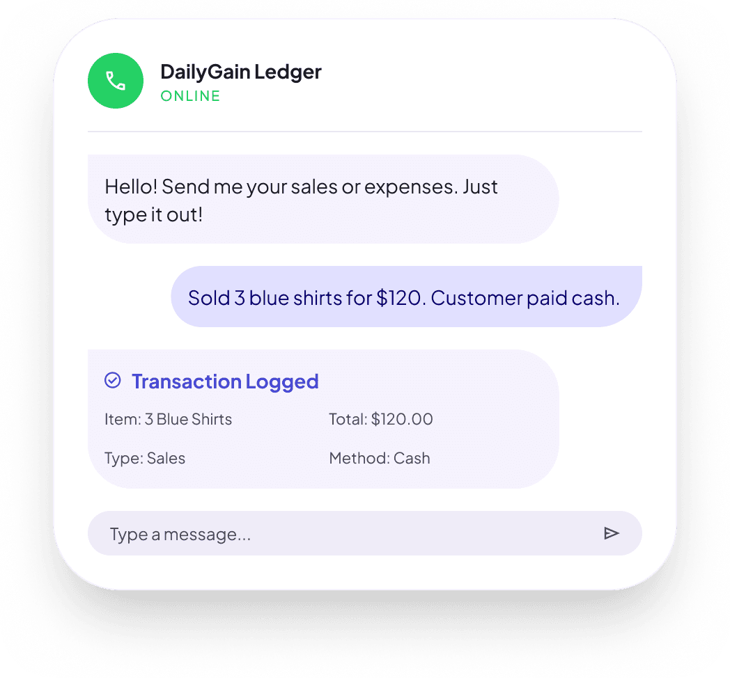 Slippar WhatsApp chat interface showing a transaction being logged